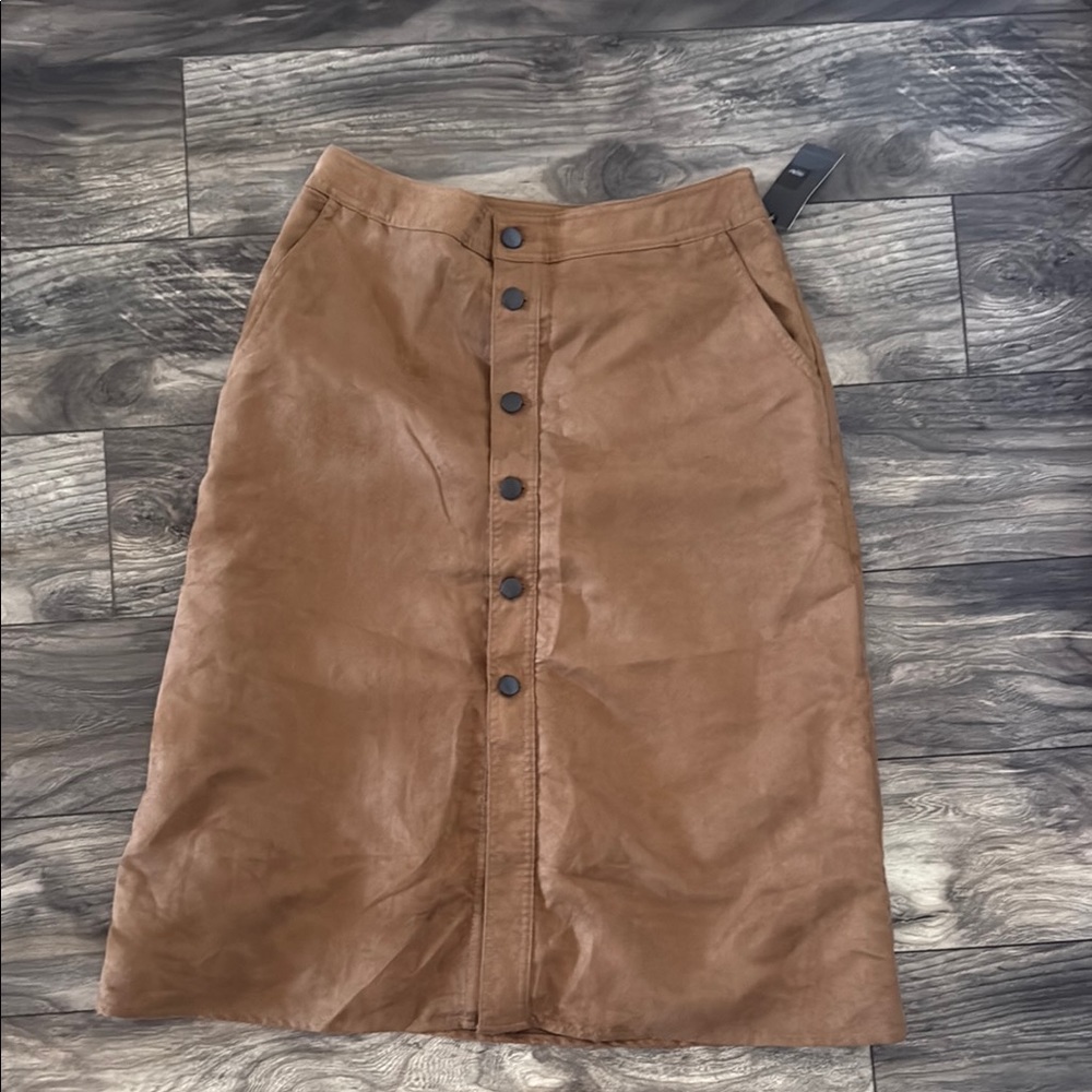 Button-Front Tan Skirt